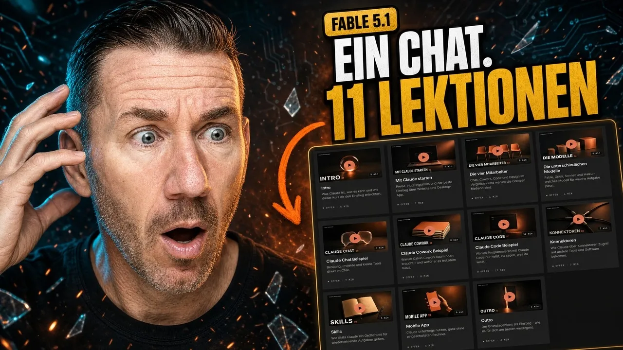 Video-Thumbnail: Claude Fable 5.1 hat mir eine komplette Lernplattform gebaut